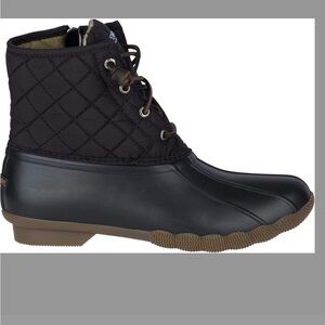 Sperry Women's Saltwater Boots, Black Quilted, 8 Wide